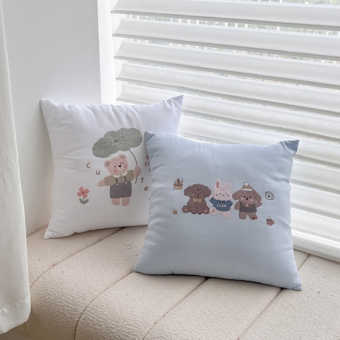 91家纺网 家纺一手货源 找家纺 （总）2025新款高科技植绒发泡烫绣卡通抱枕多巴胺可爱烫绣卧室靠枕抱枕含芯