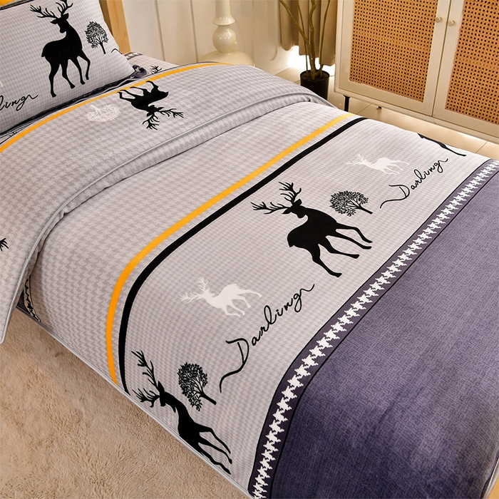 91家纺网 家纺一手货源 找家纺 （总）馨梦缘2025新款爆款高克重印花牛奶绒法莱绒学生三件套单人床套件