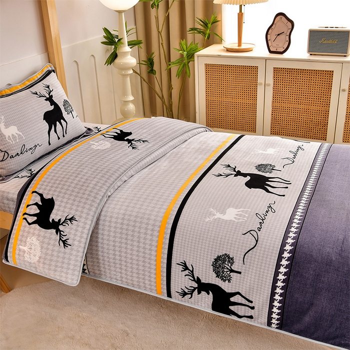 91家纺网 家纺一手货源 找家纺 （总）馨梦缘2025新款爆款高克重印花牛奶绒法莱绒学生三件套单人床套件