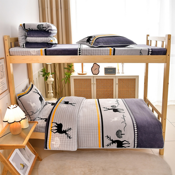 91家纺网 家纺一手货源 找家纺 （总）馨梦缘2025新款爆款高克重印花牛奶绒法莱绒学生三件套单人床套件