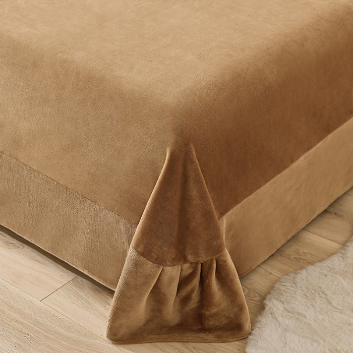 91家纺网 家纺一手货源 找家纺 梦之星 2025新款8斤重牛奶绒6D雕花绒四件套法莱水晶金貂 蝴蝶-棕