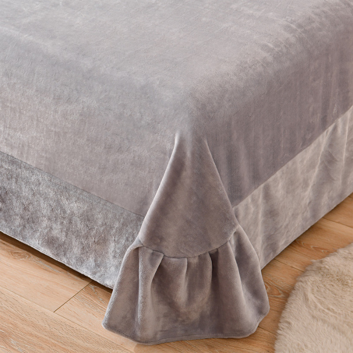 91家纺网 家纺一手货源 找家纺 梦之星 2025新款8斤重牛奶绒6D雕花绒四件套法莱水晶金貂 玫瑰-灰