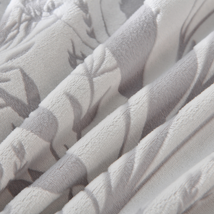 91家纺网 家纺一手货源 找家纺 梦之星 2025新款8斤重牛奶绒6D雕花绒四件套法莱水晶金貂 摇曳-灰