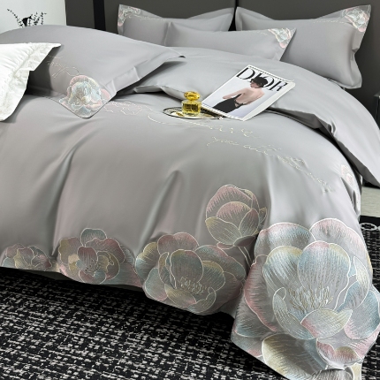 91家纺网 家纺一手货源 找家纺 （总）2025新款刺绣亲肤棉简约套件 梦里花开系列