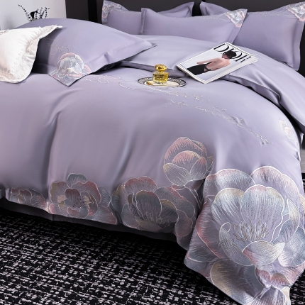 91家纺网 家纺一手货源 找家纺 （总）2025新款刺绣亲肤棉简约套件 梦里花开系列