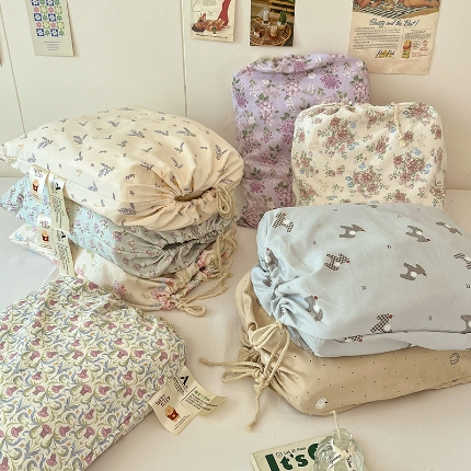 总2金梦拉2025新款A类提花人字纹小布袋款四件套