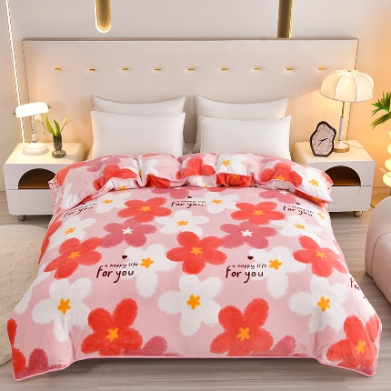 91家纺网 家纺一手货源 找家纺 （总）梦之星 2025款220克加厚纯色印花牛奶绒法莱绒单被套