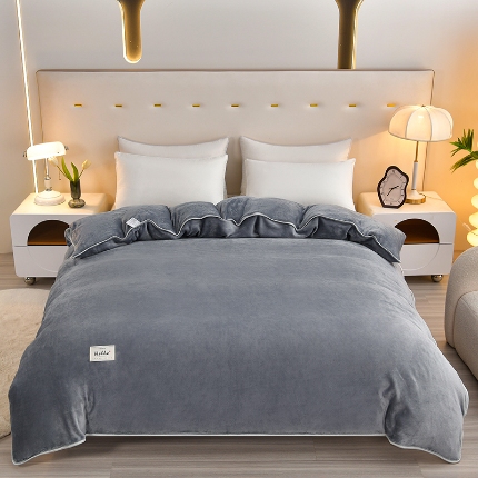 91家纺网 家纺一手货源 找家纺 （总）梦之星 2025款220克加厚纯色印花牛奶绒法莱绒单被套