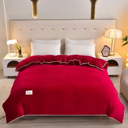 91家纺网 家纺一手货源 找家纺 （总）梦之星 2025款220克加厚纯色印花牛奶绒法莱绒单被套