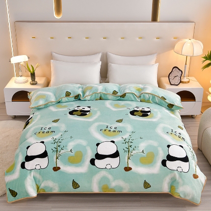 91家纺网 家纺一手货源 找家纺 （总）梦之星 2025款220克加厚纯色印花牛奶绒法莱绒单被套