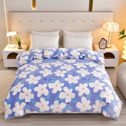 91家纺网 家纺一手货源 找家纺 （总）梦之星 2025款220克加厚纯色印花牛奶绒法莱绒单被套