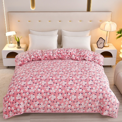 91家纺网 家纺一手货源 找家纺 （总）梦之星 2025款220克加厚纯色印花牛奶绒法莱绒单被套