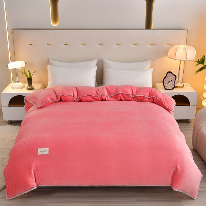 91家纺网 家纺一手货源 找家纺 （总）梦之星 2025款220克加厚纯色印花牛奶绒法莱绒单被套