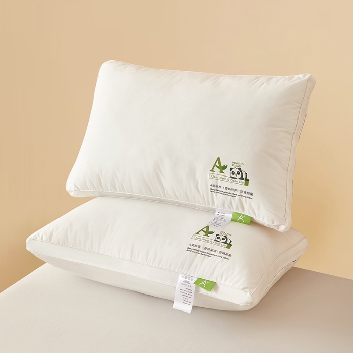 91家纺网 家纺一手货源 找家纺 （总）鼎晟纺 2025新款卡通全棉羽丝绒软萌熊猫烫画枕头学生纯棉枕芯护颈椎助家用-风格二