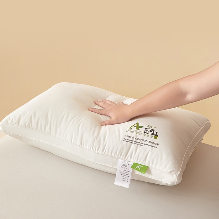 91家纺网 家纺一手货源 找家纺 （总）鼎晟纺 2025新款卡通全棉羽丝绒软萌熊猫烫画枕头学生纯棉枕芯护颈椎助家用-风格二