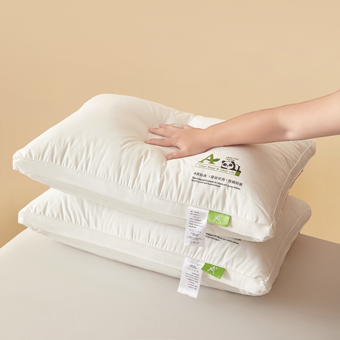 91家纺网 家纺一手货源 找家纺 （总）鼎晟纺 2025新款卡通全棉羽丝绒软萌熊猫烫画枕头学生纯棉枕芯护颈椎助家用-风格二