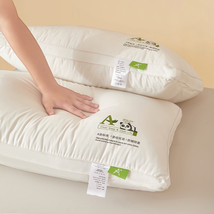 91家纺网 家纺一手货源 找家纺 （总）鼎晟纺 2025新款卡通全棉羽丝绒软萌熊猫烫画枕头学生纯棉枕芯护颈椎助家用-风格二