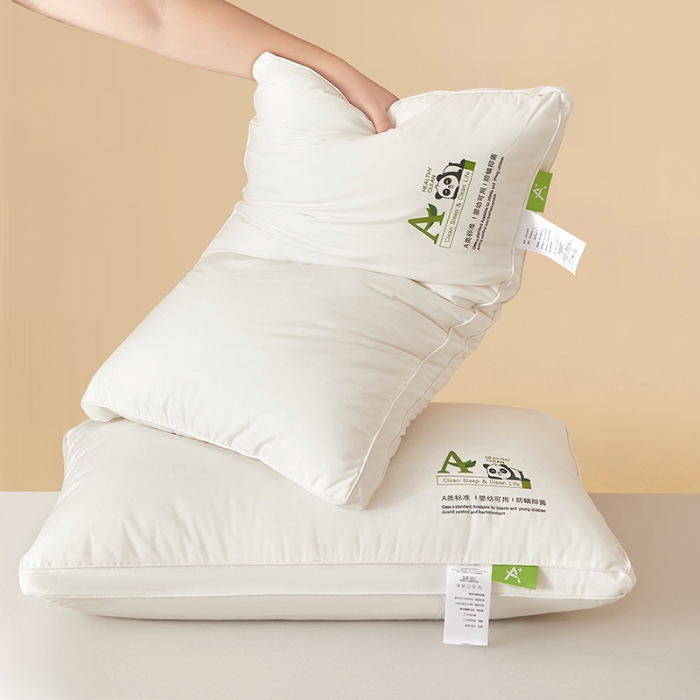 91家纺网 家纺一手货源 找家纺 （总）鼎晟纺 2025新款卡通全棉羽丝绒软萌熊猫烫画枕头学生纯棉枕芯护颈椎助家用-风格二