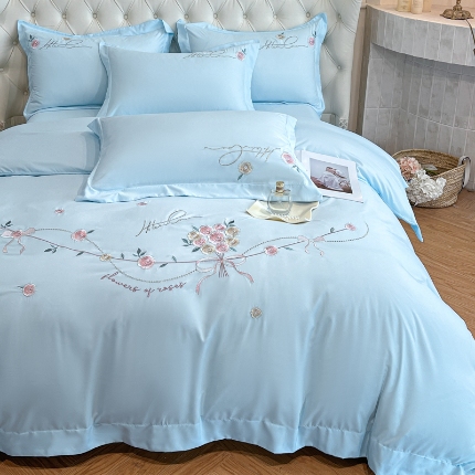 91家纺网 家纺一手货源 找家纺 （总）经年 2025新款  大刺绣四季可用 水洗云朵棉四件套-约定 