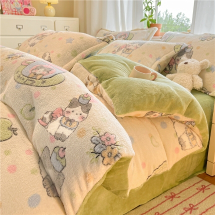 91家纺网 家纺一手货源 找家纺 （总）2025新款  雪花绒四件套牛奶绒被套雪花绒被套金貂绒四件套塔芙绒被套羊羔绒雕花绒四件套直播跨境外贸