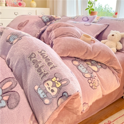 91家纺网 家纺一手货源 找家纺 （总）2025新款  雪花绒四件套牛奶绒被套雪花绒被套金貂绒四件套塔芙绒被套羊羔绒雕花绒四件套直播跨境外贸