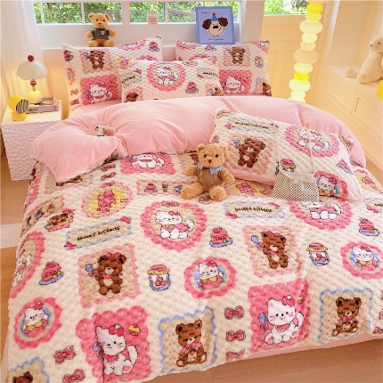 91家纺网 家纺一手货源 找家纺 （总）2025新款 豆豆绒四件套牛奶绒被套雪花绒被套金貂绒四件套塔芙绒被套雕花绒四件套直播跨境外贸