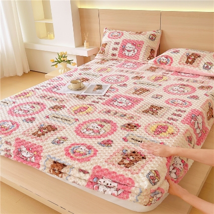 91家纺网 家纺一手货源 找家纺 （总）2025爆款 高克重豆豆绒床笠纯色牛奶绒床笠床垫保护套雪花绒床笠直播跨境外贸现货