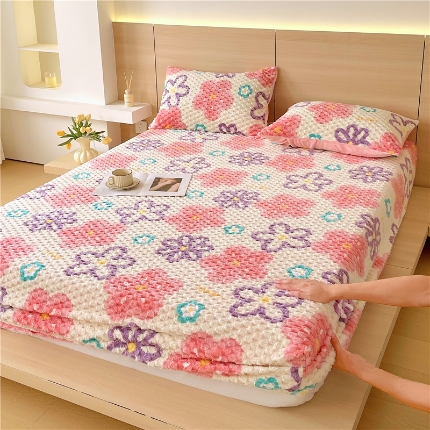 91家纺网 家纺一手货源 找家纺 （总）2025爆款 高克重豆豆绒床笠纯色牛奶绒床笠床垫保护套雪花绒床笠直播跨境外贸现货