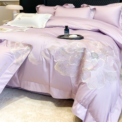 91家纺网 家纺一手货源 找家纺 （总）星蕴家纺 2026新款澳棉纯棉正宗长绒棉刺绣四件套-绽放