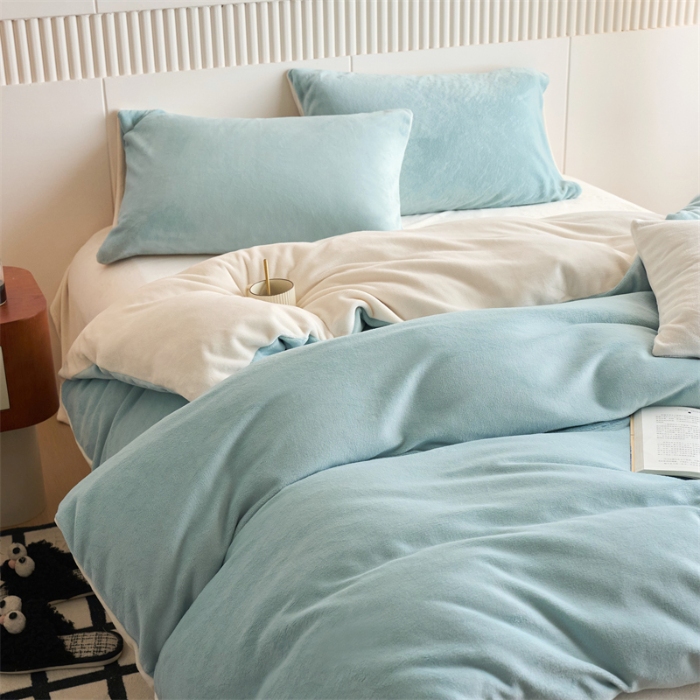 91家纺网 家纺一手货源 找家纺 （总）兰紫橙家纺 2025新款200克重纯色单面牛奶绒四件套