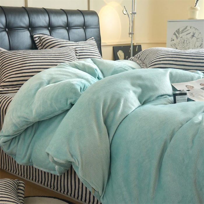 91家纺网 家纺一手货源 找家纺 （总）兰紫橙2025新款条纹牛奶绒四件套