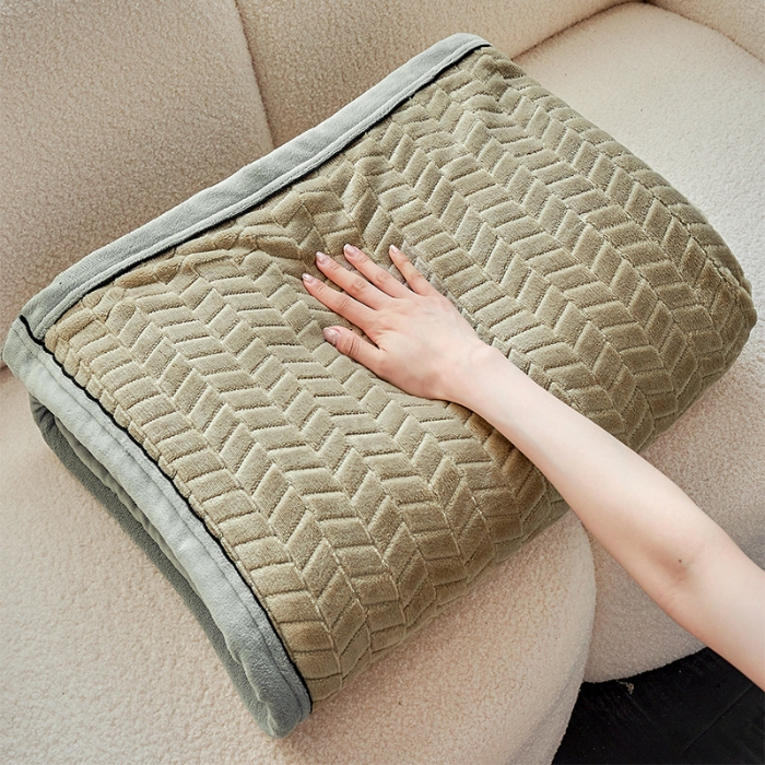 91家纺网 家纺一手货源 找家纺 （总）兰紫橙家纺 2025跨境色织牛奶绒多功能复合毯毯子被套二合一