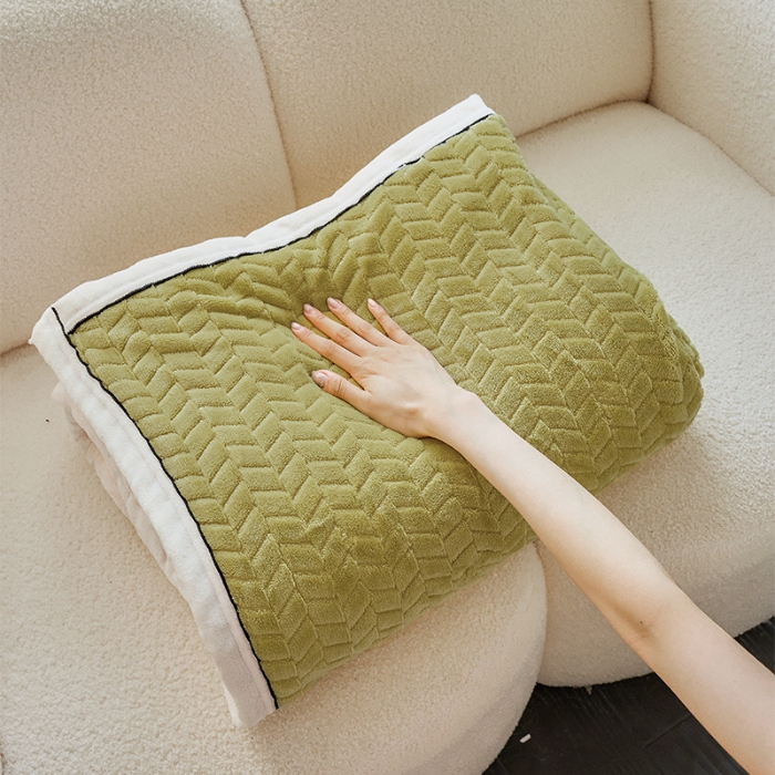 91家纺网 家纺一手货源 找家纺 （总）兰紫橙家纺 2025跨境色织牛奶绒多功能复合毯毯子被套二合一