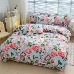 91家纺网 家纺一手货源 找家纺 （总）只提供代发-2025新款磨毛植物羊绒四件套,百花争艳,爱玛橙