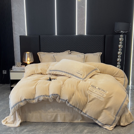 91家纺网 家纺一手货源 找家纺 （总）【苏东来】2025高端加厚保暖外贸轻奢款纯色牛奶绒刺绣花四件套床单被套单品简约绒兔毛绒法莱绒婴儿绒套件