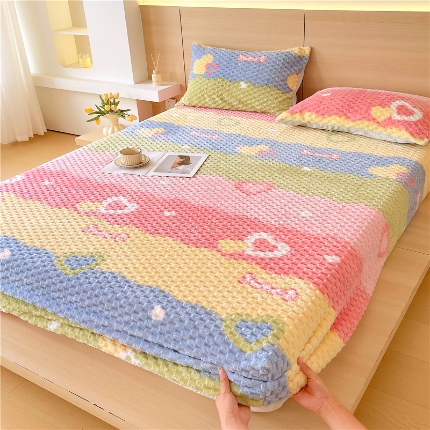 91家纺网 家纺一手货源 找家纺 （总）2025爆款 高克重豆豆绒床笠纯色牛奶绒床笠床垫保护套雪花绒床笠直播跨境外贸现货