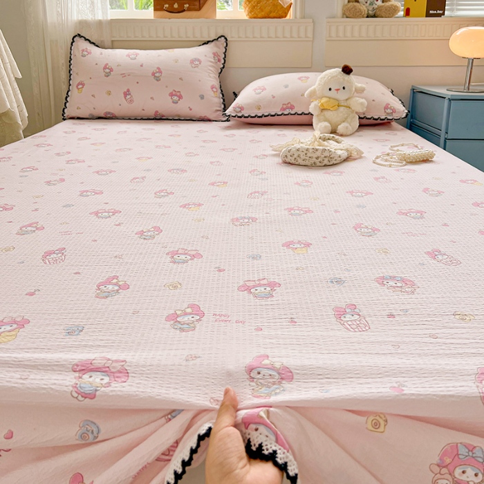 91家纺网 家纺一手货源 找家纺 （总）鑫利来家纺 2025新款云感云感皱皱纱镂空花边床单单床单单品床单单件床单