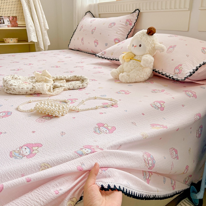 91家纺网 家纺一手货源 找家纺 （总）鑫利来家纺 2025新款云感云感皱皱纱镂空花边床单单床单单品床单单件床单