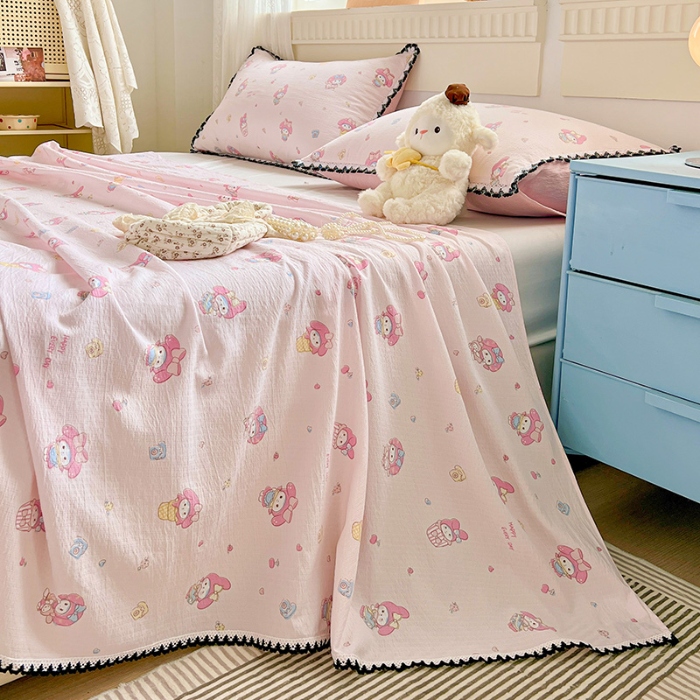 91家纺网 家纺一手货源 找家纺 （总）鑫利来家纺 2025新款云感云感皱皱纱镂空花边床单单床单单品床单单件床单