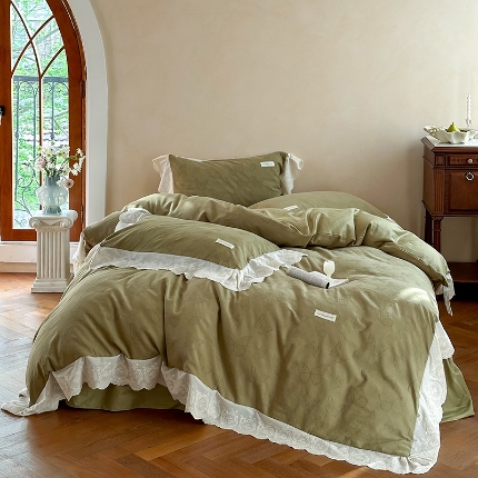 91家纺网 家纺一手货源 找家纺 （总）乐朵家居 2026春夏 梦蝶 全棉提花 床裙四件套