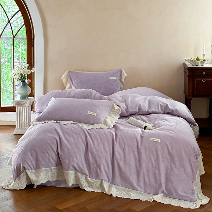 91家纺网 家纺一手货源 找家纺 （总）乐朵家居 2026春夏 梦蝶 全棉提花 床裙四件套