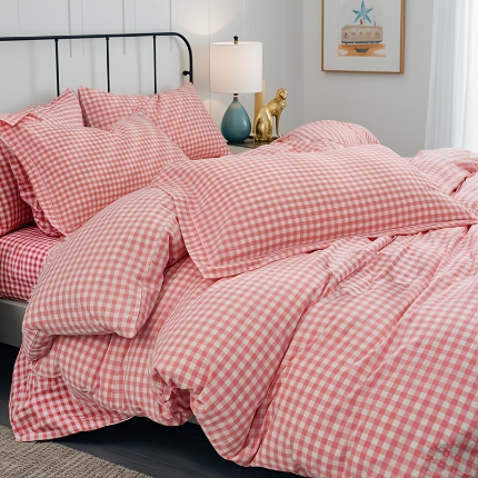 91家纺网 家纺一手货源 找家纺 （总）千姿梦 全棉色织水洗无印学生三件套纯棉单品床单被套床笠良品四件套