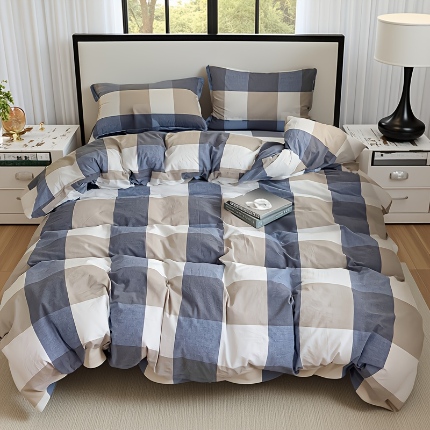 91家纺网 家纺一手货源 找家纺 （总）千姿梦 全棉色织水洗无印学生三件套纯棉单品床单被套床笠良品四件套