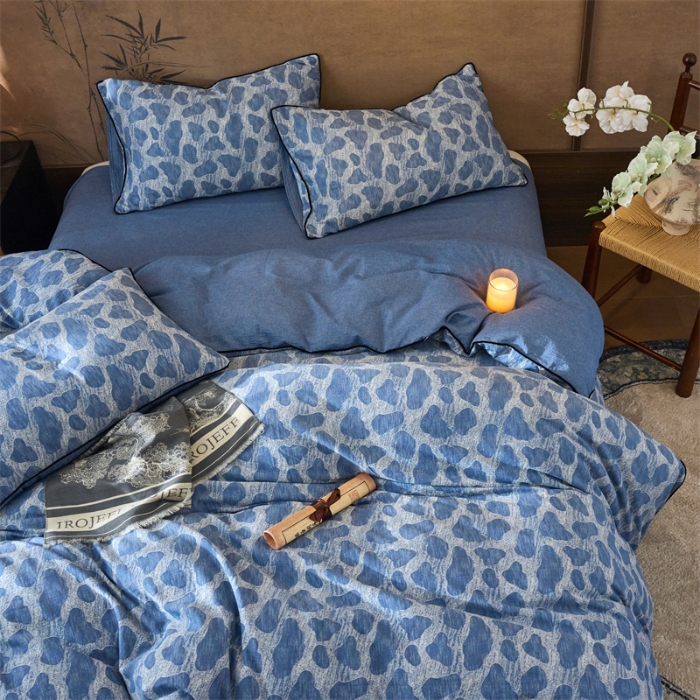 91家纺网 家纺一手货源 找家纺 （总）兰紫橙家纺 2025新款全棉纯棉嵌边色织提花四件套