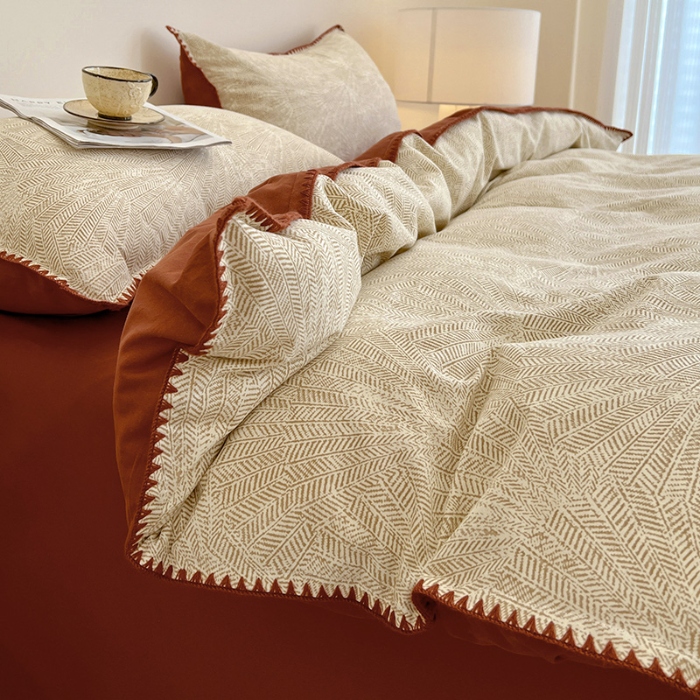 91家纺网 家纺一手货源 找家纺 （总）品乐家纺 2025秋冬全棉加厚磨毛贝壳边四件套