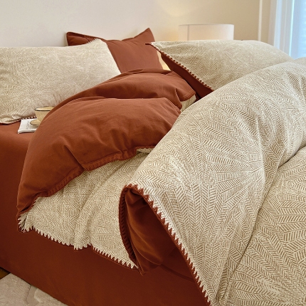 （总）品乐家纺 2025秋冬全棉加厚磨毛贝壳边四件套