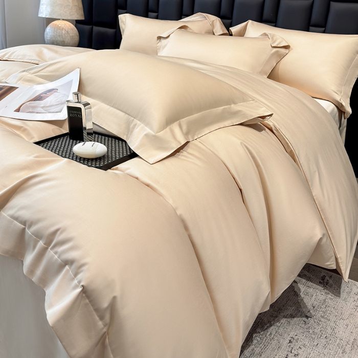 91家纺网 家纺一手货源 找家纺 （总）星蕴家纺 2025新款A类贡缎纯色长绒棉纯棉全棉四件套-多伦多