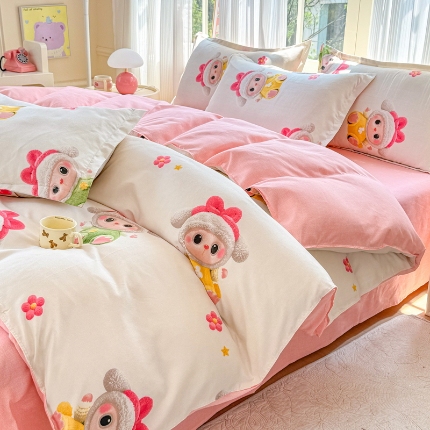 91家纺网 家纺一手货源 找家纺 2025床品植物羊绒磨毛四件套下单链接