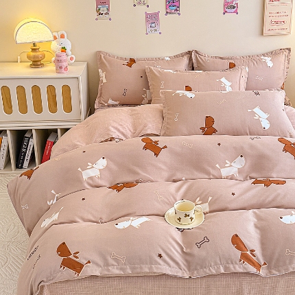 91家纺网 家纺一手货源 找家纺 磨毛单被套植物羊绒被套单品有四件套