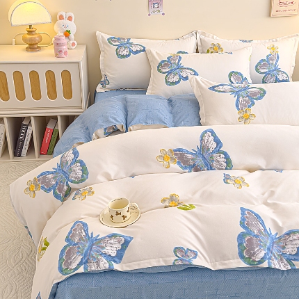 91家纺网 家纺一手货源 找家纺 磨毛单被套植物羊绒被套单品有四件套